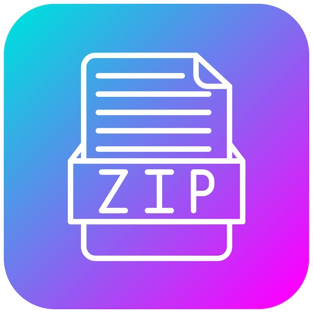 Vector el icono vectorial zip se puede utilizar para el conjunto de iconos de formatos de archivo