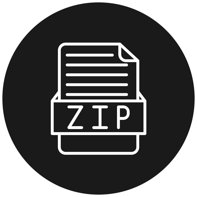 Vector el icono vectorial zip se puede utilizar para el conjunto de iconos de formatos de archivo