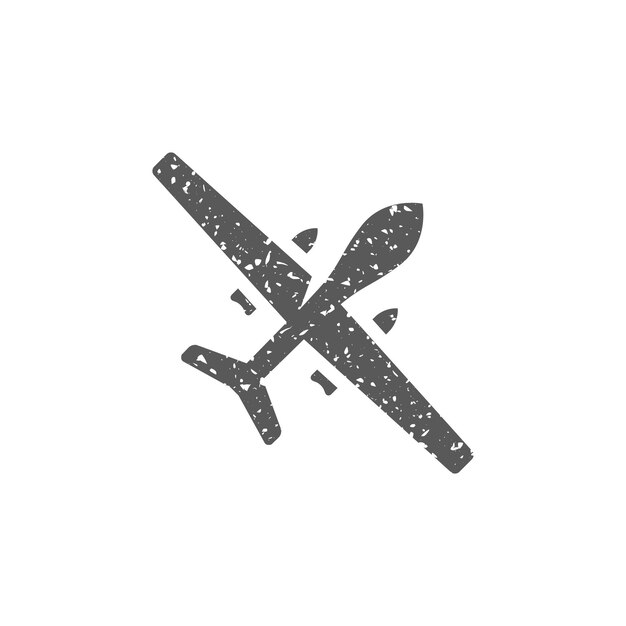 Icono de vehículo aéreo no tripulado en la ilustración de vector de textura grunge