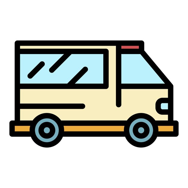 Icono del vehículo de ambulancia Contorno del icono del vector del vehículo de ambulancia color plano aislado