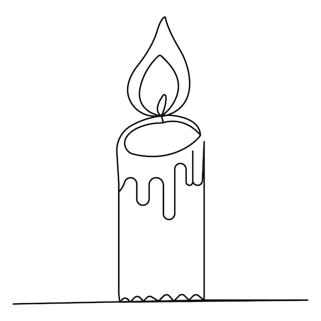 Icono de vela arte de una sola línea continuo dibujo de una línea de arte vectorial de contorno aislado