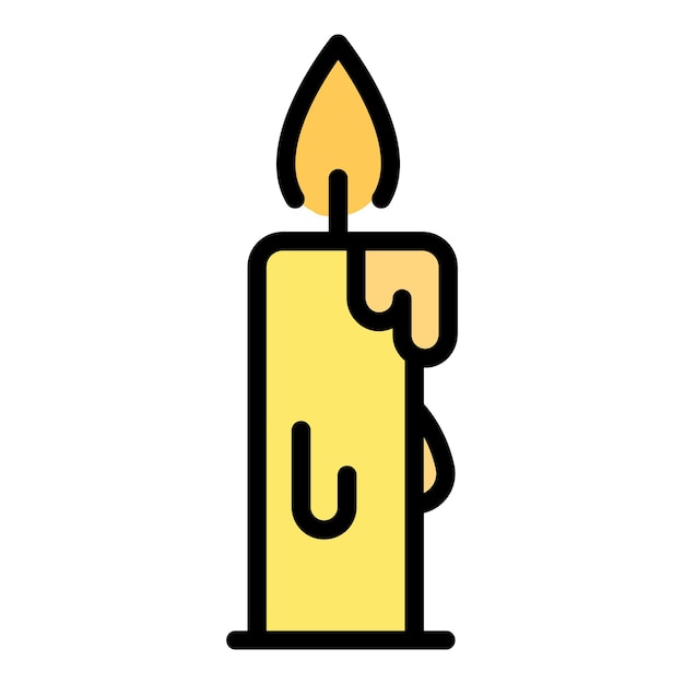 Icono de la vela Contorno del icono del vector de la vella Color plano aislado