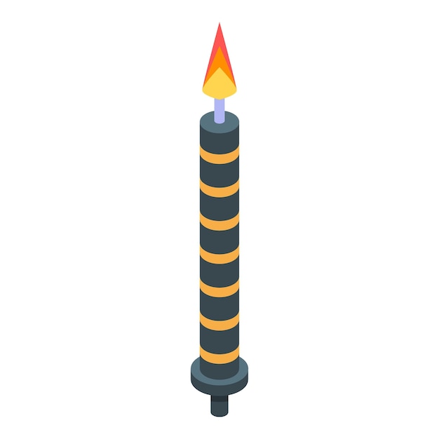 Icono de vela de cumpleaños ardiente Isométrico de icono de vector de vela de cumpleaños ardiente para diseño web aislado sobre fondo blanco