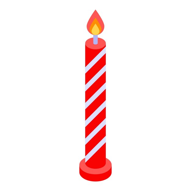 Icono de vela roja ardiente Isométrico de icono de vector de vela roja ardiente para diseño web aislado sobre fondo blanco