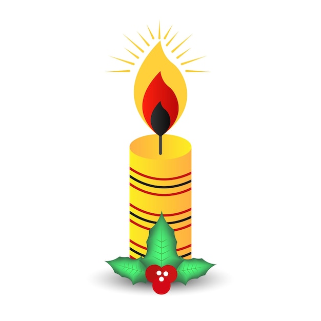 Icono de velas y bayas de Navidad en estilo de dibujos animados aislado sobre fondo blanco