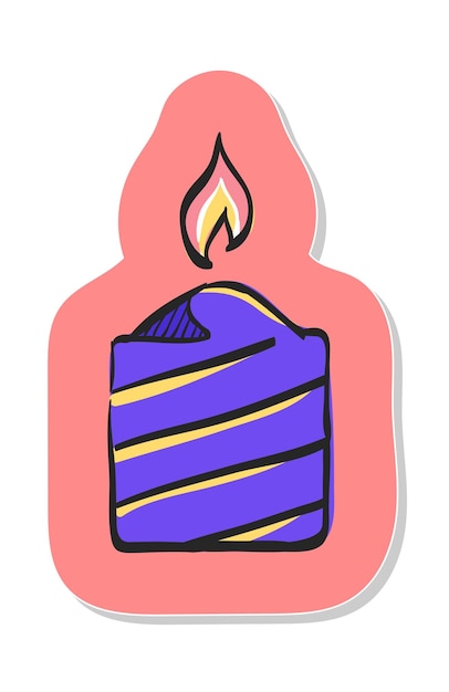 Icono de velas dibujadas a mano en la ilustración de vector de estilo de etiqueta