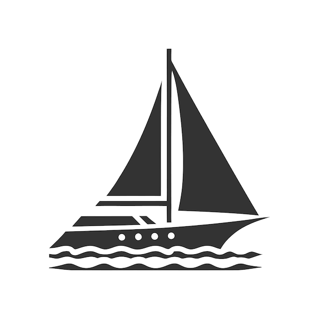 Ícono de velero aislado en un fondo blanco Ilustración vectorial
