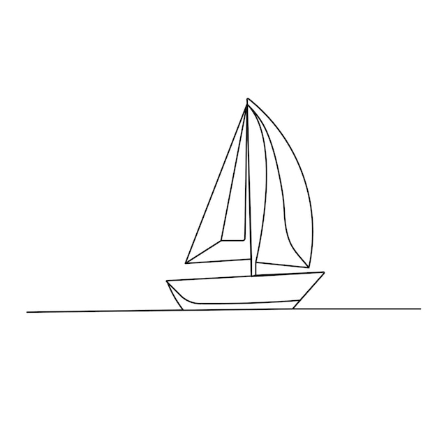 Icono de velero continuo de una línea dibujando ilustración vectorial de contorno
