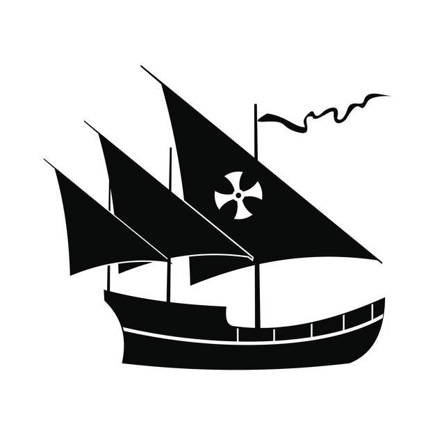 Vector icono del velero santa maría en estilo simple aislado sobre fondo blanco
