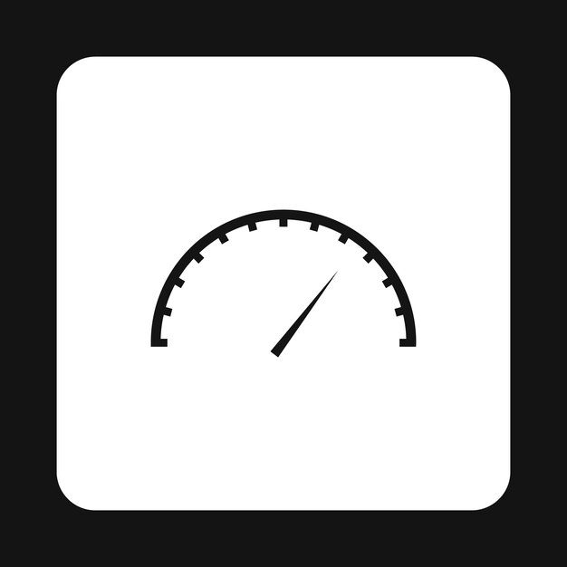 Icono del velocímetro del coche en estilo sencillo sobre un fondo blanco.