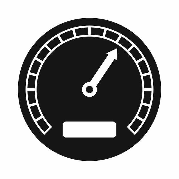 Icono de velocímetro en estilo simple sobre un fondo blanco