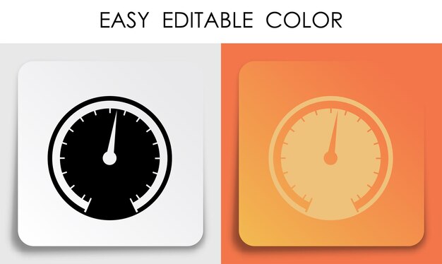 Vector Ícono del velocímetro de los indicadores de automóviles en una pegatina cuadrada de papel con sombra mantenimiento del estado técnico