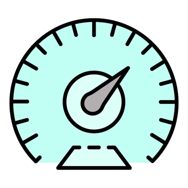 Icono de velocímetro de km por hora Contorno de icono de vector de velocímetro de km por hora color plano aislado