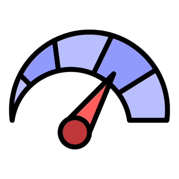 Icono de velocímetro vector de contorno velocidad km indicador de coche color plano