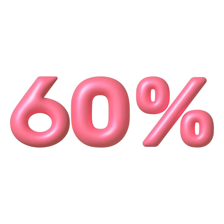 Vector icono de venta 3d rosa brillante 60 por ciento de descuento vector signo 3d vector elemento de diseño realista