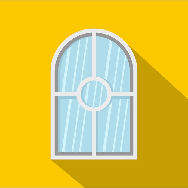Icono de ventana arqueada blanca. Ilustración plana del icono de vector de ventana arqueada blanca para web aislado sobre fondo amarillo