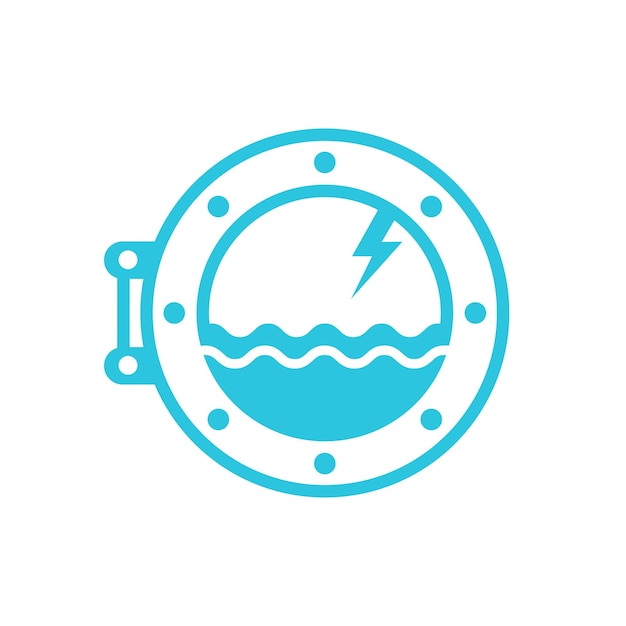 Icono de la ventana de un barco aislado sobre un fondo blanco del conjunto de iconos azules