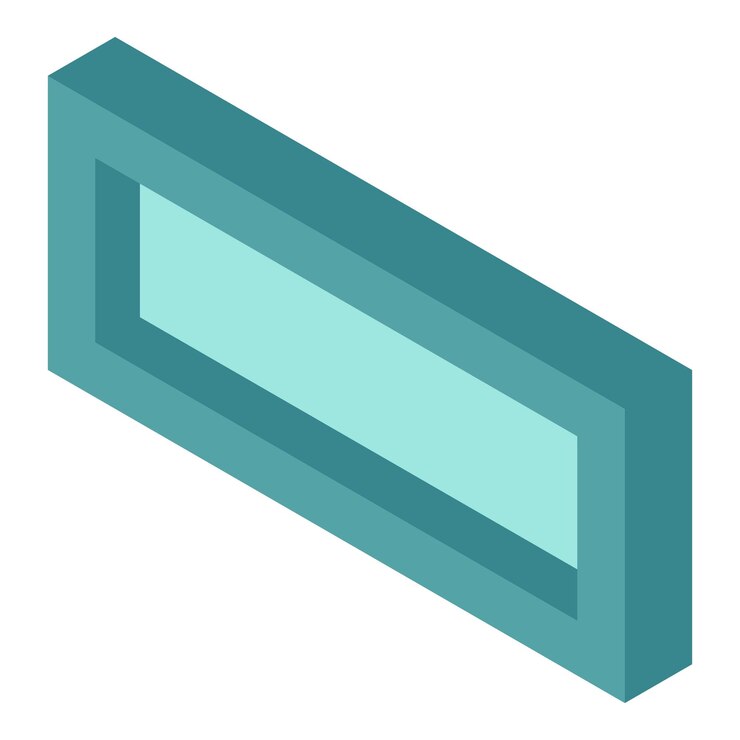 Vector icono de ventana rectangular vector isométrico ventana rectangular transparente estrecha concepto de construcción y reparación exterior