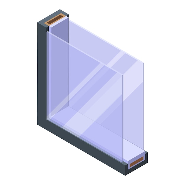 Icono de ventana simple de insonorización Isométrica de icono de vector de ventana simple de insonorización para diseño web aislado sobre fondo blanco