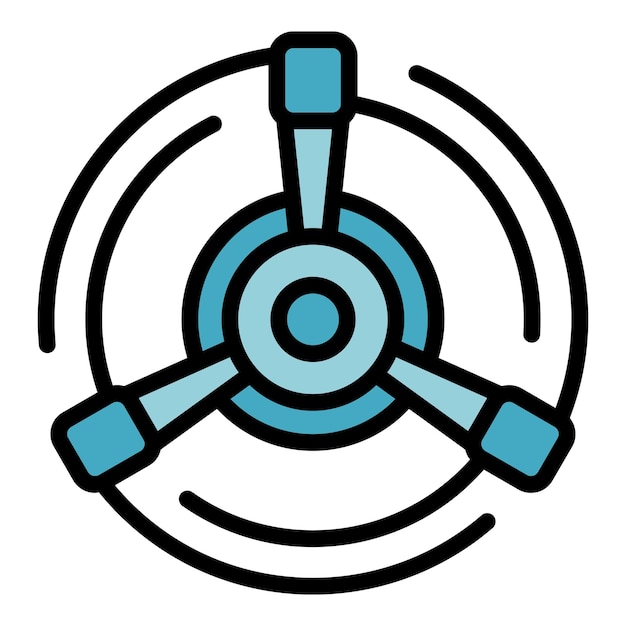 El icono de ventilación del jardín de agua del contorno del vector Sistema de goteo Plano de color automático de la granja