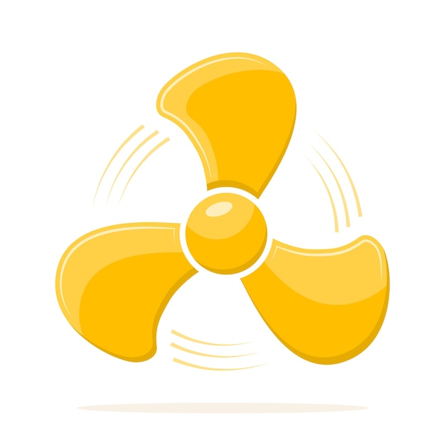 Icono de ventilador amarillo en la ilustración de diseño plano