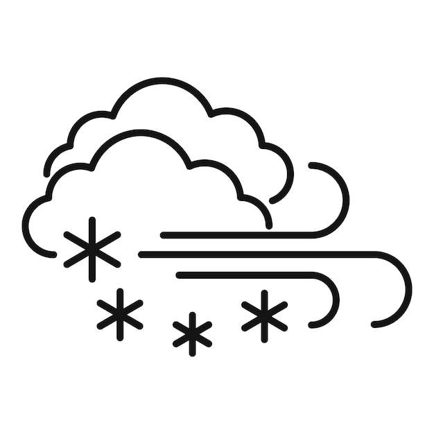 Icono de ventisca de nieve Icono de vector de ventisca de nieve de esquema para diseño web aislado sobre fondo blanco