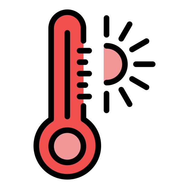 Icono de verano caliente Contorno Icono de vector de verano caliente para diseño web aislado en color de fondo blanco plano