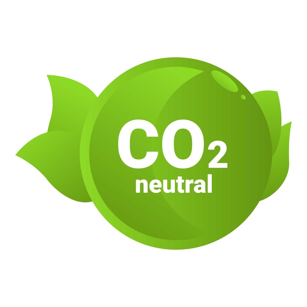 Icono verde brillante neutral en CO2 con hojas que muestran compromiso con la sostenibilidad