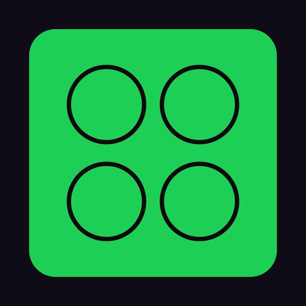 Icono verde con círculos de contorno Forma geométrica en estilo brutal Brutalismo figura parche con forma cuadrada Elemento de diseño futurista estilizado con impresión abstracta Ilustración vectorial aislada plana