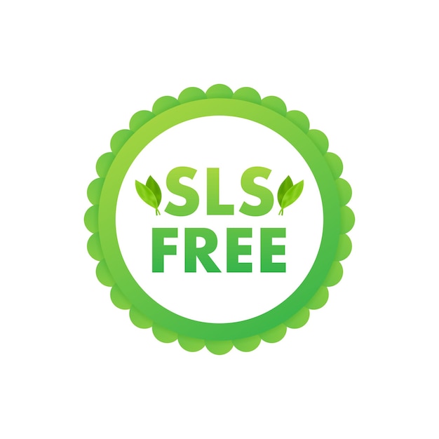 Icono verde con signo sls gratis sls gratis sobre fondo blanco