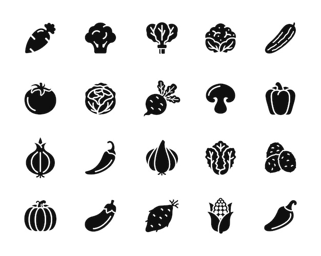 El icono de las verduras está aislado sobre un fondo blanco