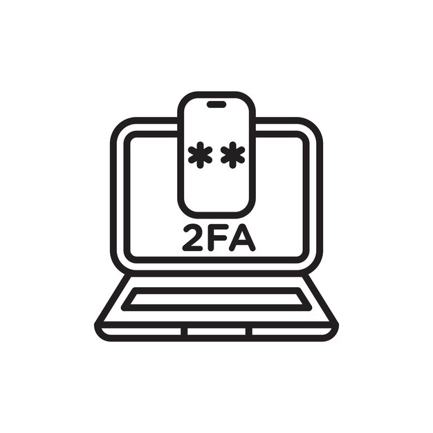 Icono de verificación multifactorial de 2FA Colección de arte de líneas delgadas