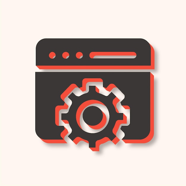 Icono versátil de desarrollo web moderno en marrón y naranja con fondo elegante