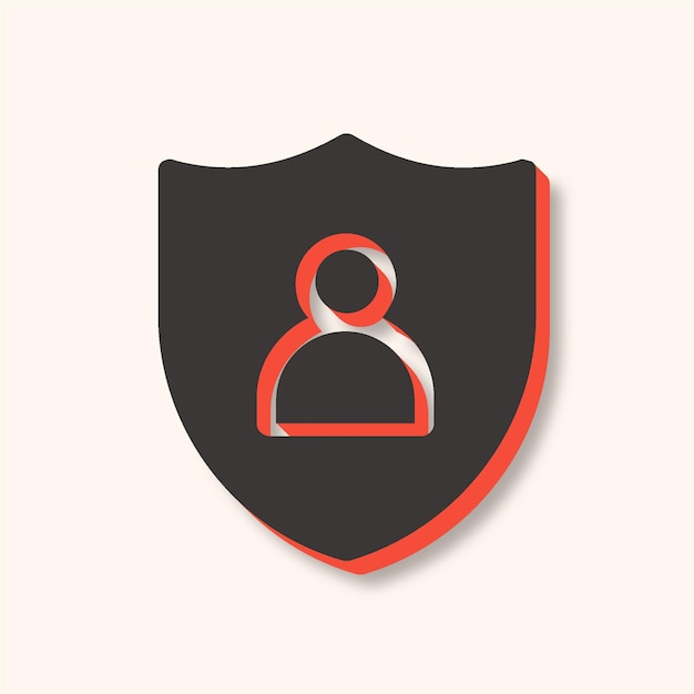 Icono versátil de escudo de protección de usuario moderno en marrón y naranja con fondo elegante