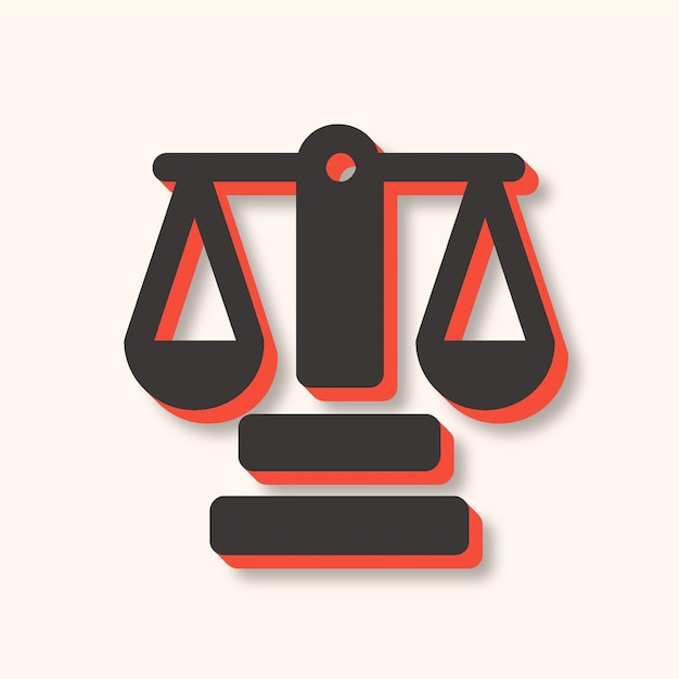 Icono versátil de la justicia moderna en marrón y naranja con un fondo elegante