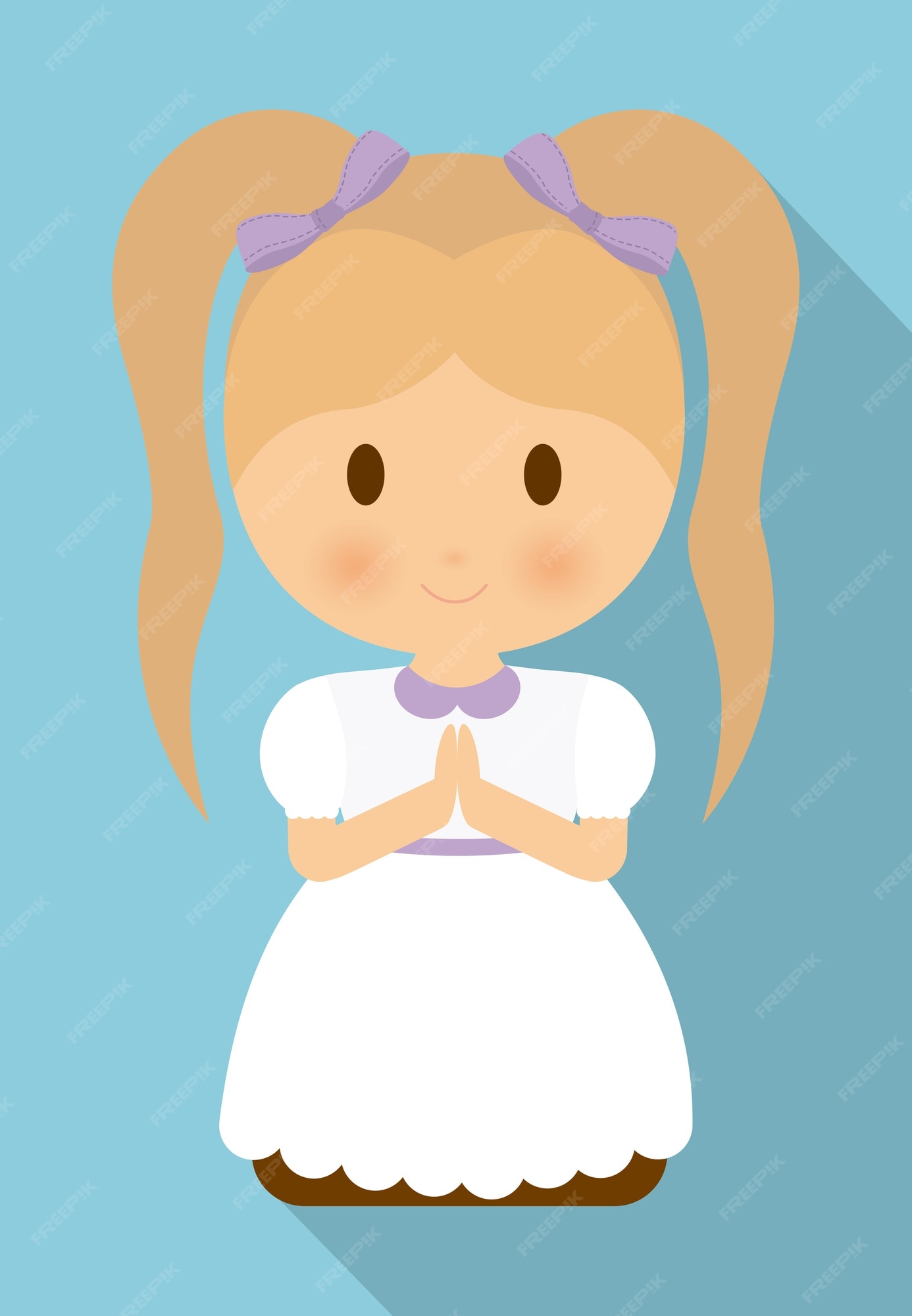 de vestido blanco de niño animados | Vector