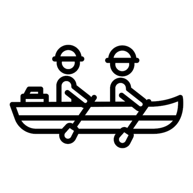 Icono de viaje en barco por el río Vector de contorno Viaje a pie Eco Naturaleza