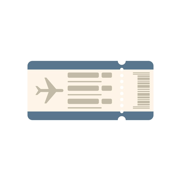 Icono de viaje de billete de avión vector plano Pase de avión Viaje al aeropuerto aislado