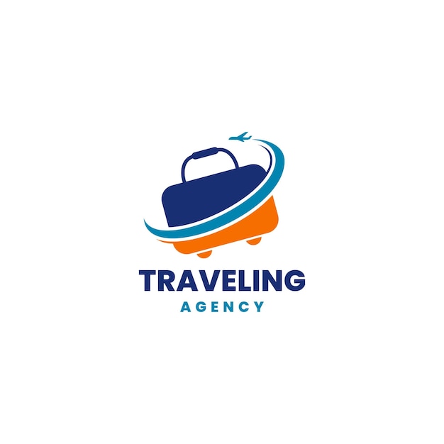 Icono de viajes y equipaje con diseño de logotipo de viajes y turismo en avión