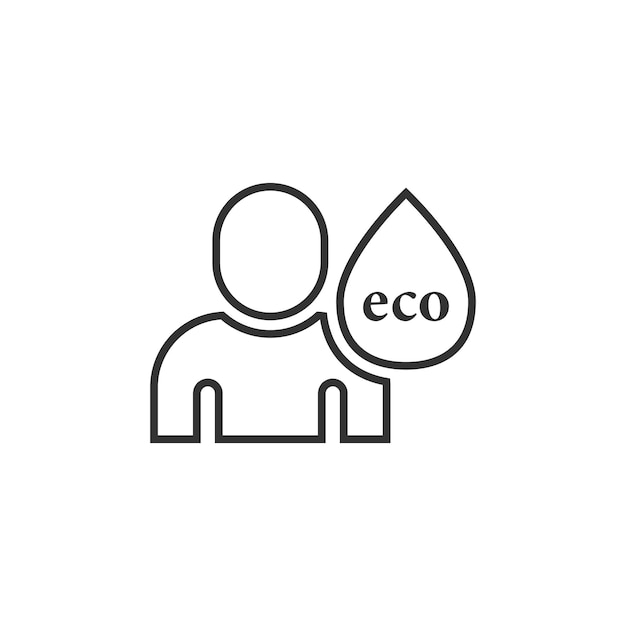 Icono de vida saludable de personas en estilo plano Ilustración de vector de gota de agua sobre fondo blanco aislado Concepto de negocio de signo de ecosistema orgánico
