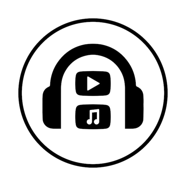 Icono de vídeo de audio de música Vector negro EPS
