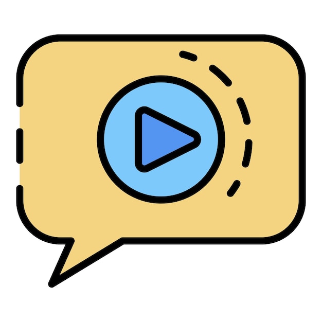 Icono de video chat Contorno de video chat vector icono color plano aislado en blanco