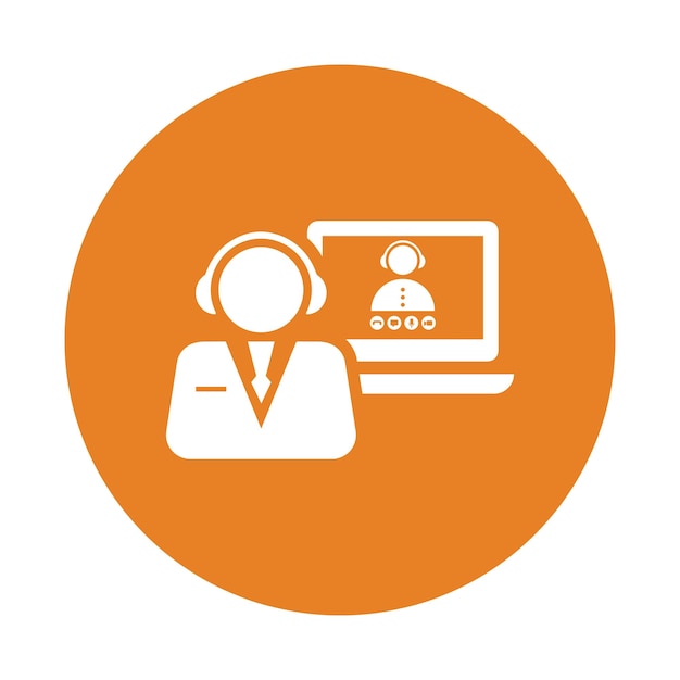 Icono de video de entrevista de llamada Diseño vectorial de color naranja