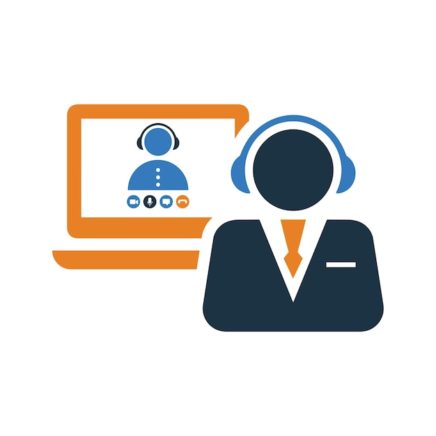 Icono de video de entrevista de llamada Diseño vectorial editable simple aislado en un fondo blanco
