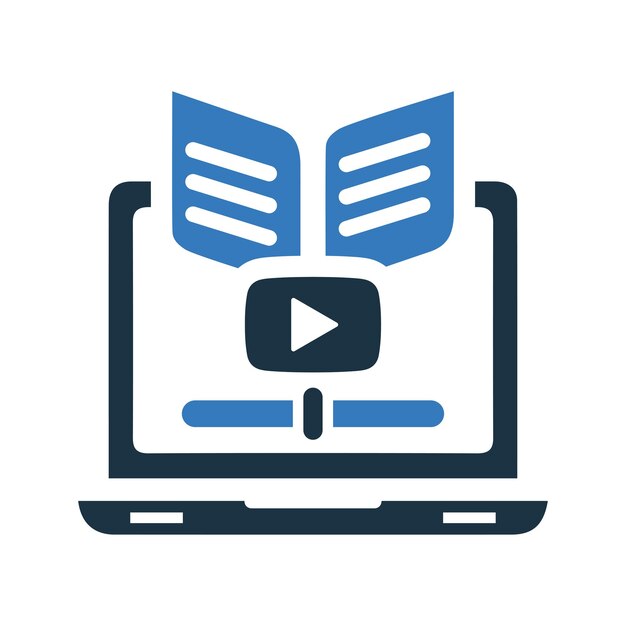 Icono de video de libro electrónico de tutorial Gráficos vectoriales editables sencillos