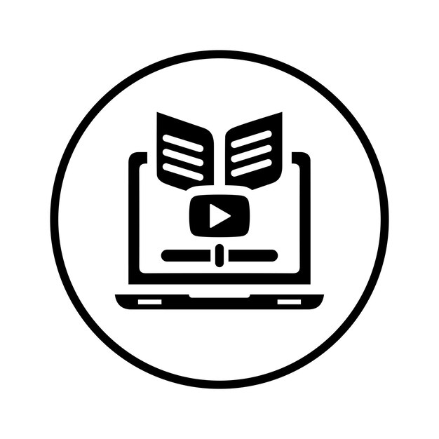 Icono de vídeo de libro electrónico tutorial Ilustración vectorial negra