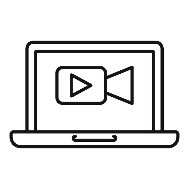Icono de vídeo en línea de remarketing Icono de vector de vídeo en línea de remarketing de esquema para diseño web aislado sobre fondo blanco