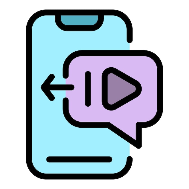 El icono de vídeo de repost el contorno del icono de video de repost del vector el color es plano aislado