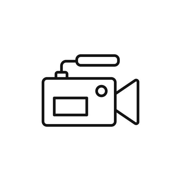 El icono de la videocámara establece el símbolo vectorial de la cámara de video el botón de grabación de video el signo de la grabadora de video en negro lleno y estilo delineado