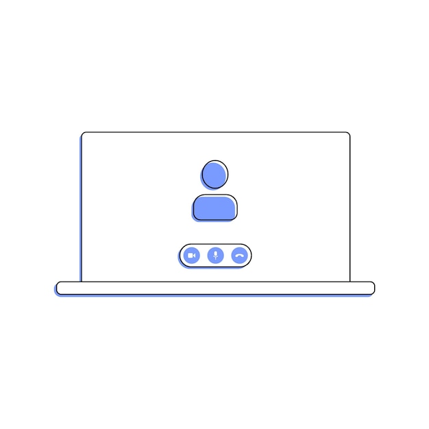 Icono de videollamada portátil con botones Vector